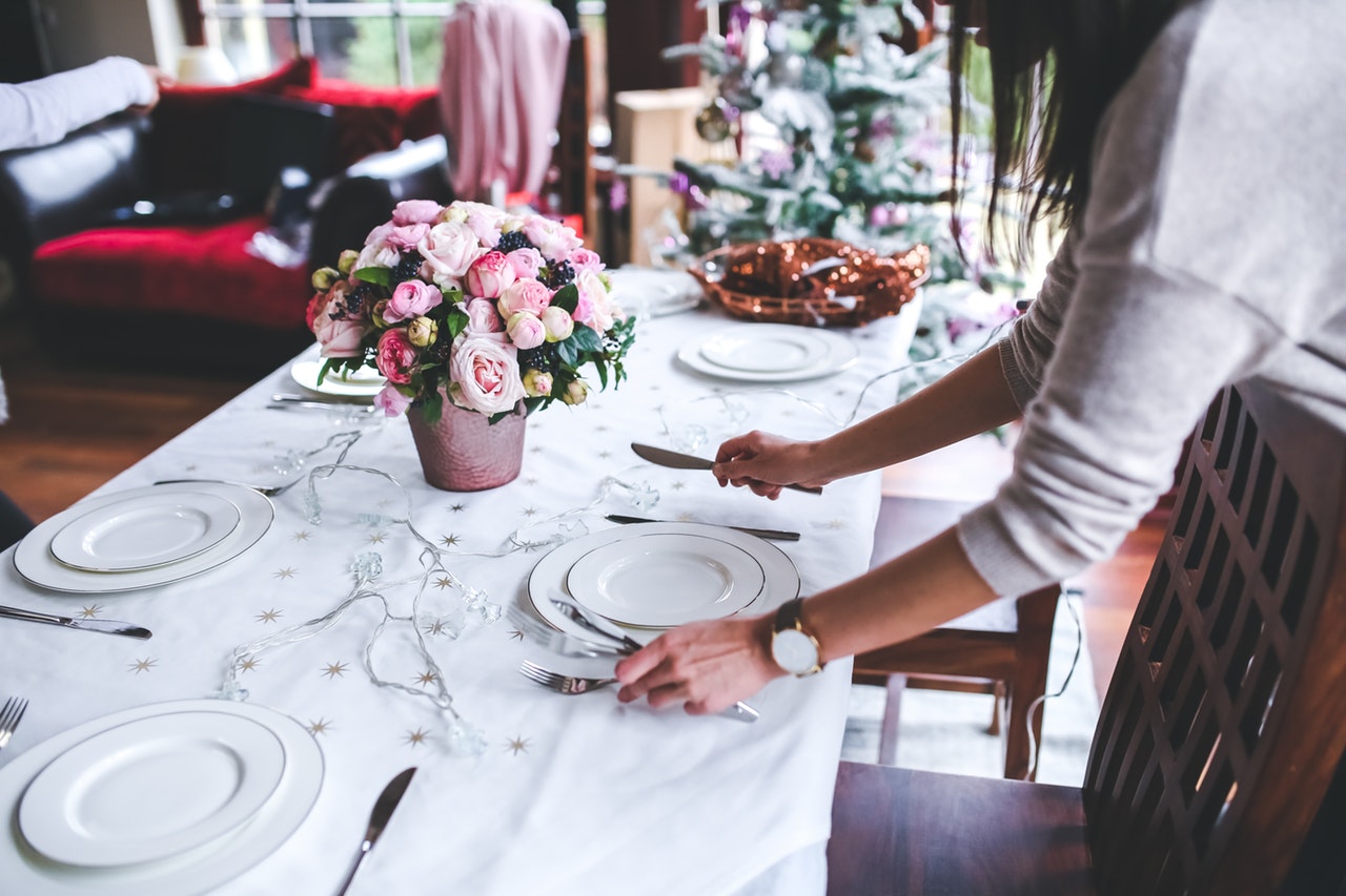 Preparing For A Christmas Party.